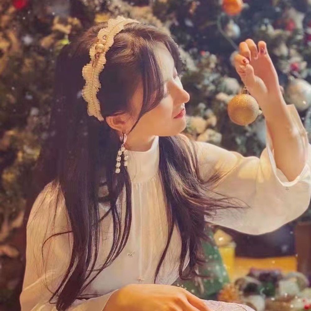 Băng Đô Cài Tóc Phối Ren Lưới Đính Ngọc Trai Phong Cách Cổ Điển Thanh Lịch Dành Cho Nữ