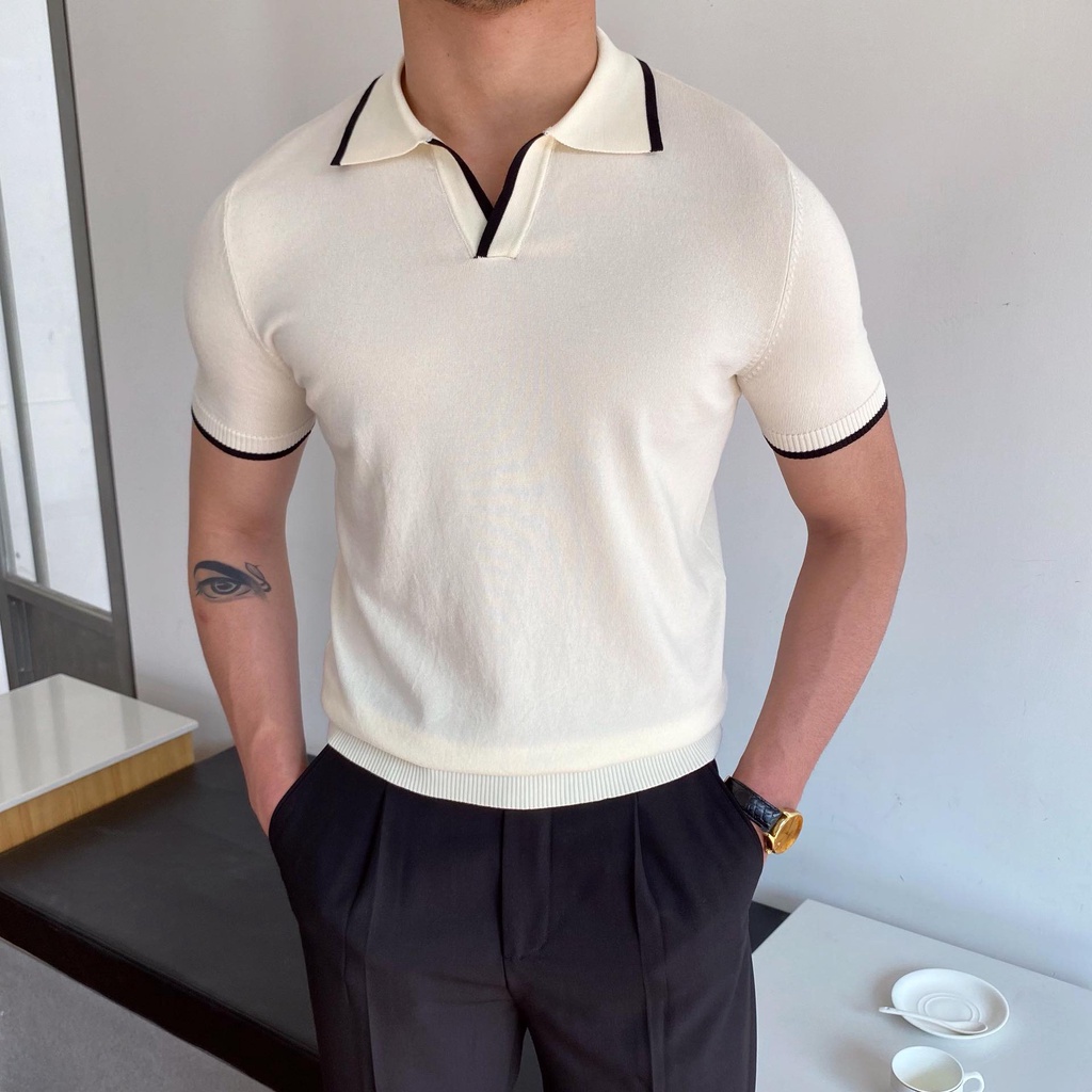 Polo Dệt Kim Hai Màu