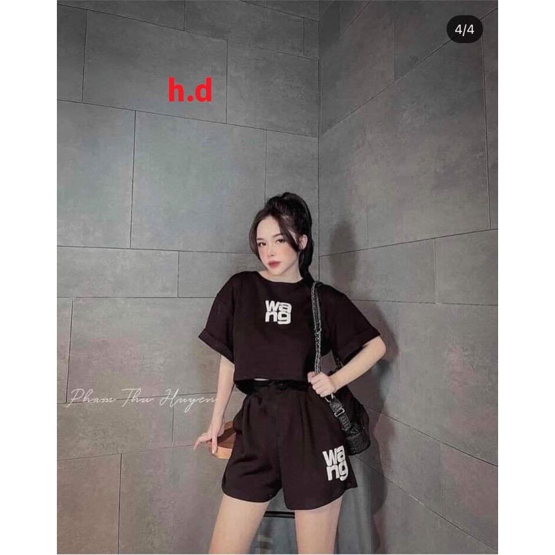 bộ áo thun croptop quần sooc wag HĐ