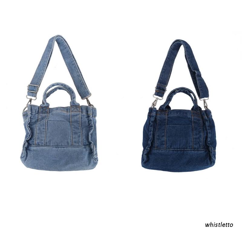 Túi Xách Đeo Vai Vải Denim Có Khóa Kéo Thời Trang Cho Nữ