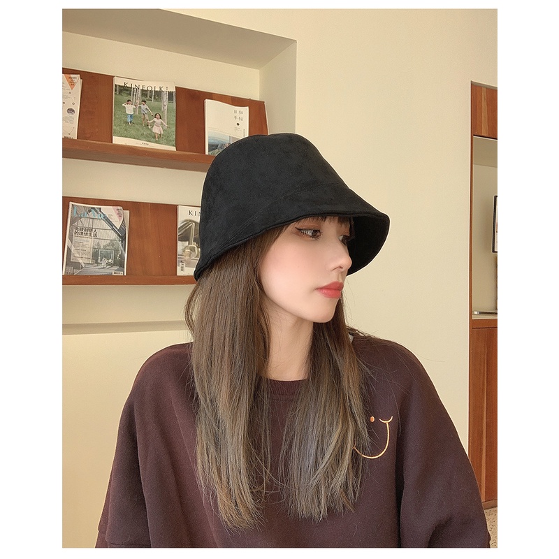 -🍊 Mũ nón bucket da lộn mềm mịn phong cách Ulzzang