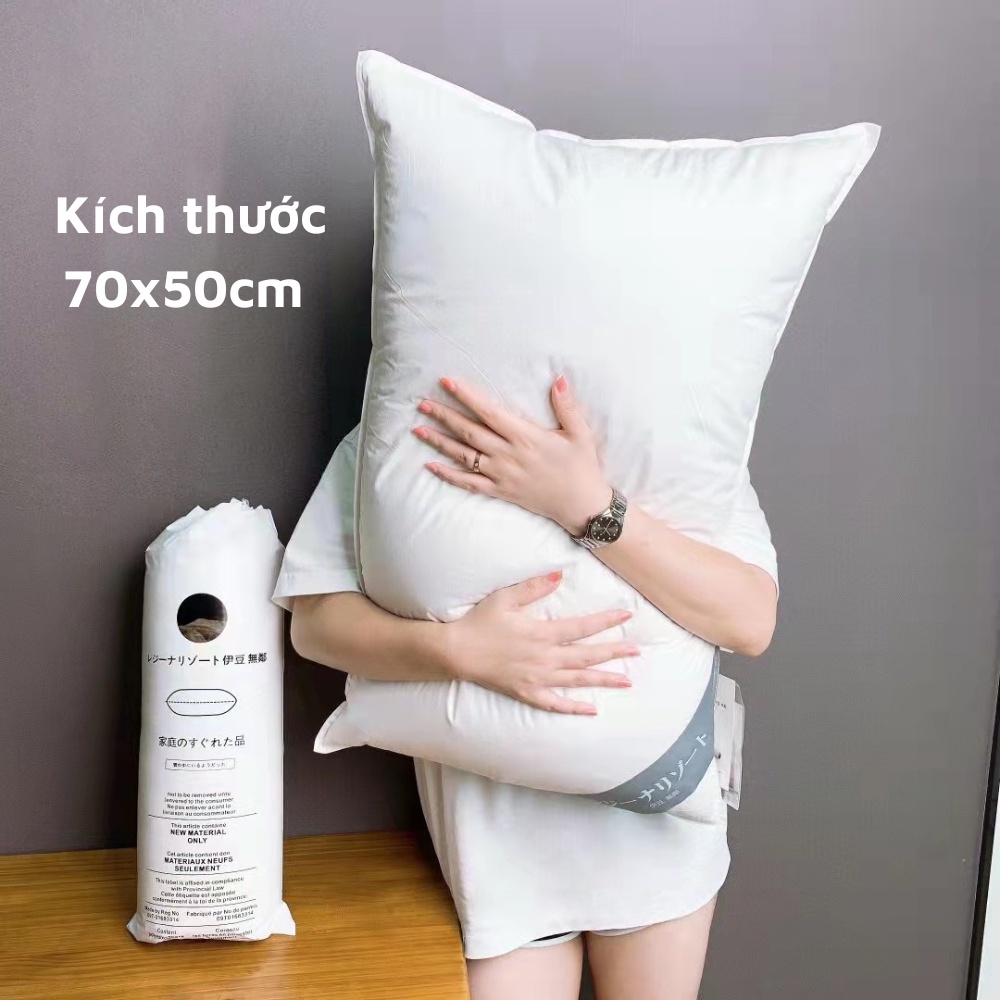 Ruột gối lông vũ nhật bản cao cấp vải kháng khuẩn mềm mại dòng gối thấp chống mỏi vai gáy XIAOMINI