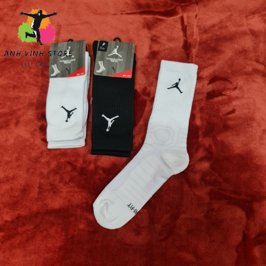 Vớ Jordan cổ cao cao cấp loại tất dày êm chân trần bông bên trong thể thao nam nữ