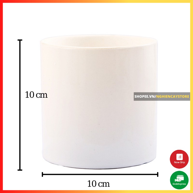 Chậu gốm trụ men bóng Bát Tràng trồng hoa, cây cảnh (10x10cm)