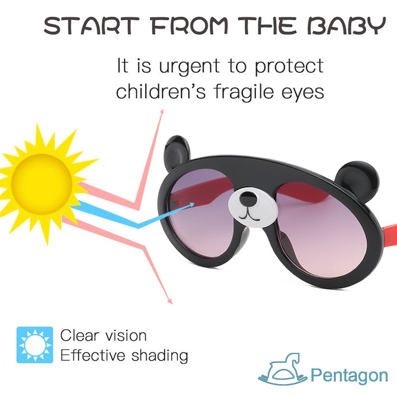 Kính Mát Gọng Tròn Chống Tia UV Thiết Kế Tai Gấu Xinh Xắn Dành Cho Bé