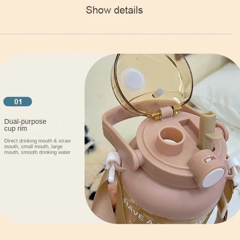 Bình Nước Thể Thao Dung Tích Lớn 1 L/1.3L Kèm Ống Hút Tiện Dụng