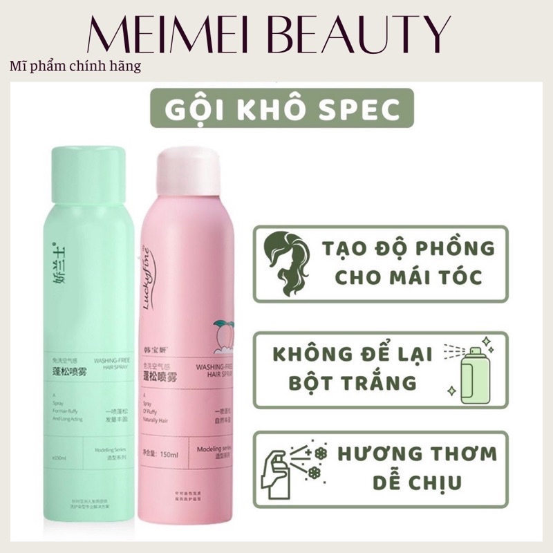 Dầu gội khô ISSY 150ml dạng xịt an toàn không cần nước dùng cho nam, nữ không bết tóc GX28 MeiMei Beauty