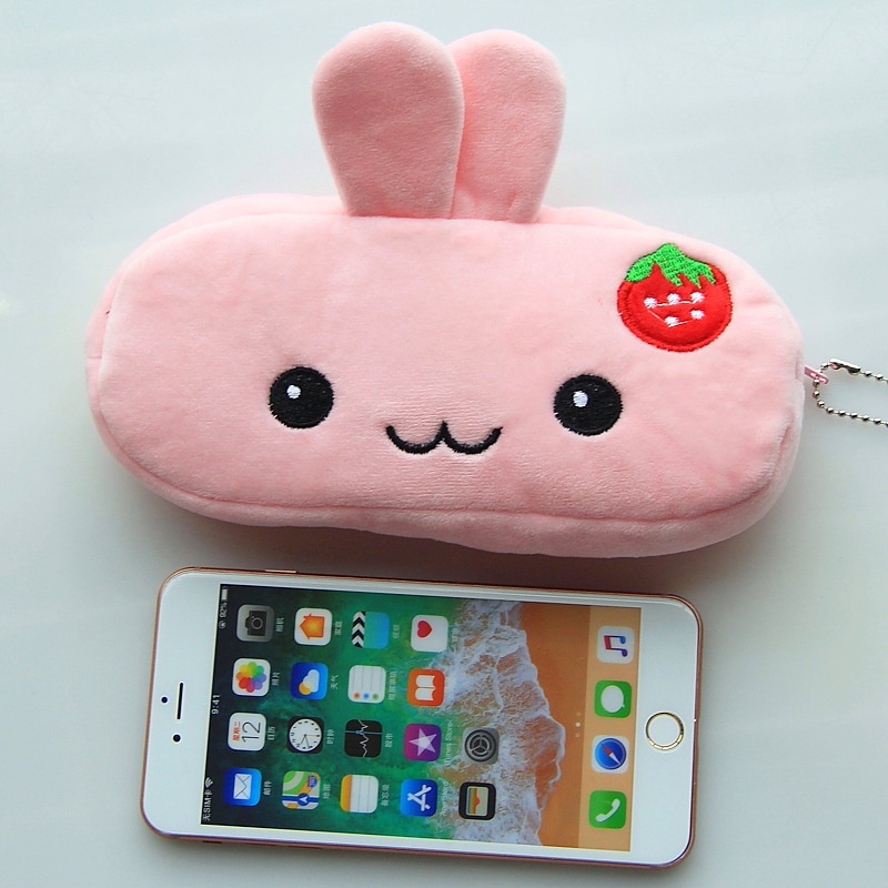 Túi Đựng Bút Bằng Lông Nhung Sức Chứa Lớn Có Khóa Kéo Họa Tiết Động Vật Hoạt Hình Cho Học Sinh