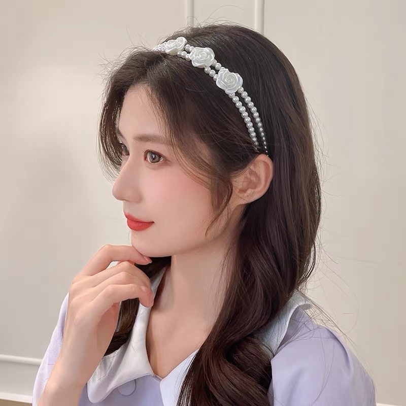 Cài tóc đính hạt hình hoa - Băng đô tóc đính hạt hình hoa