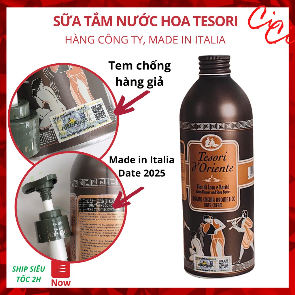 [Hàng công ty] Sữa tắm xích nước hoa Tesori D' Oriente Italia 500ml
