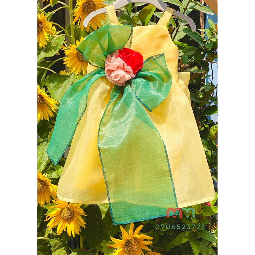 Đầm công chúa dự tiệc xinh xắn cho bé gái, đầm thiết kế chất liệu Organza cao cấp cho bé 8kg đến 21kg