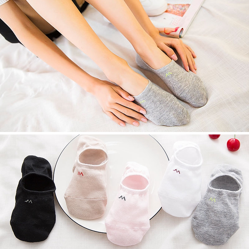 Vớ cổ ngắn miệng nông vô hình bằng cotton và silicon chống trượt thời trang xuân hè thu cho nam và nữ
