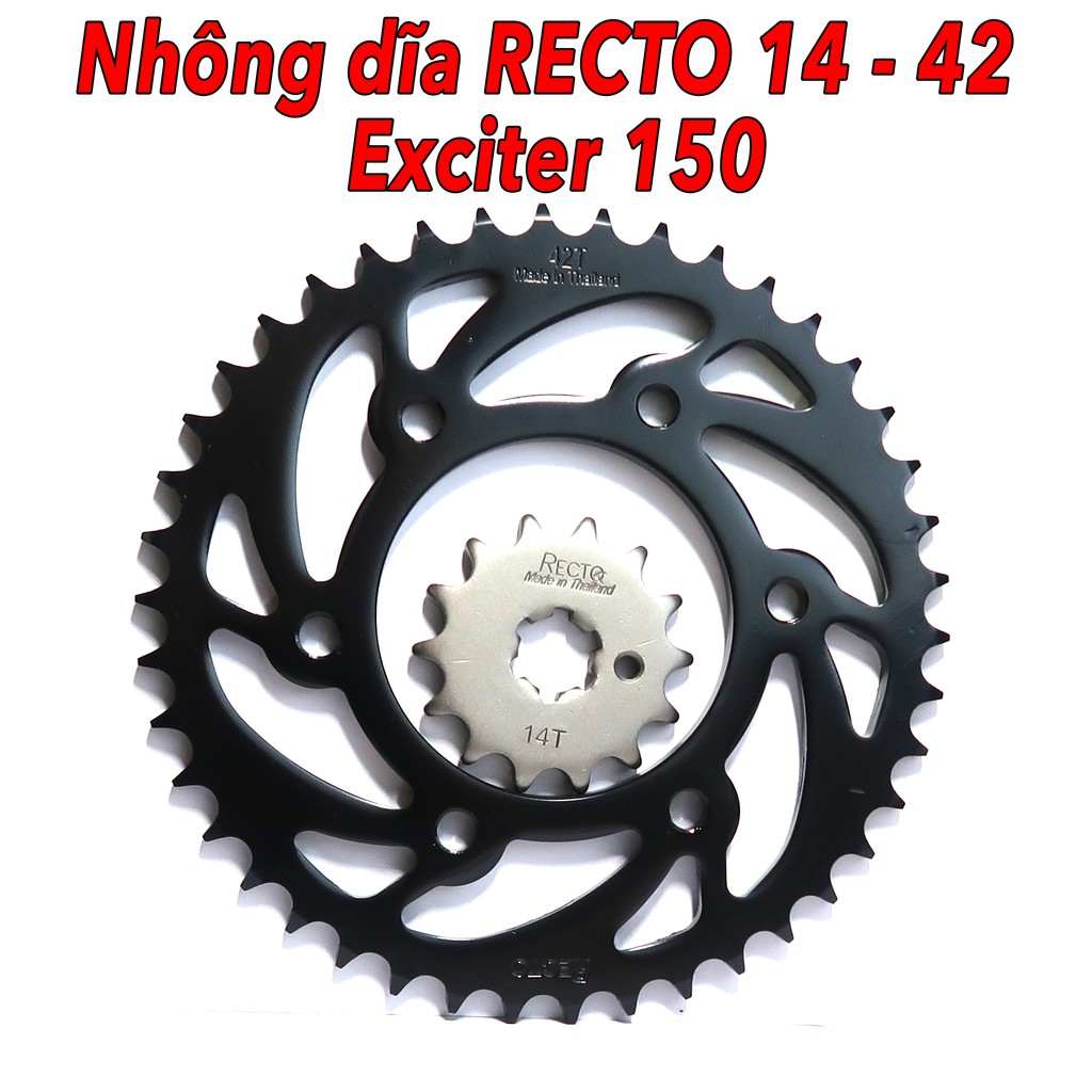 Nhông dĩa RECTO 14 - 42, 15 - 42, 14 - 43, 14 - 44 cho Exciter 150