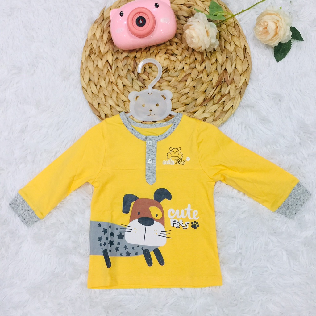 Áo thun dài tay thu đông cho bé trai Dokma sale size 6-36M DA785