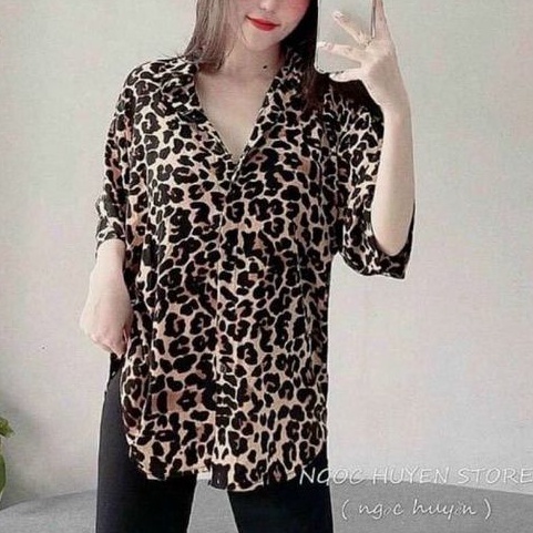 Áo sơ mi beo form rộng kate lụa 100D xịn xò(B.C