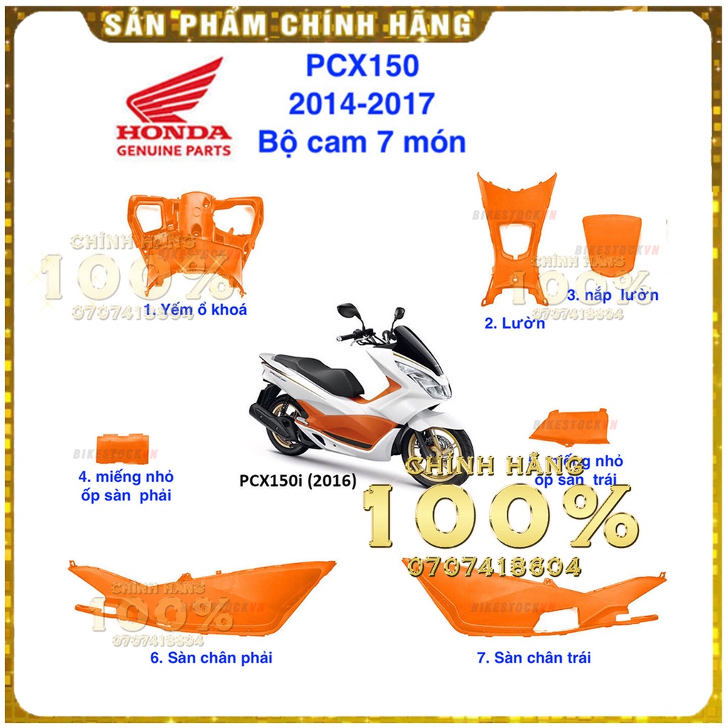 FULL BỘ NHÁM CAM PCX ĐỎ, 7 MÓN PCX150I 2014-2016 |||SET NHAM PCX150I 2014-2016