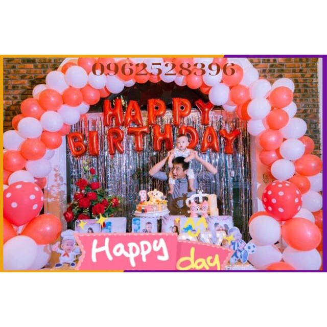 [KHUYẾN MẠI] Set bóng trang trí sinh nhật kèm rèm cho bé trai/gái{TẶNG BƠM + KEO}