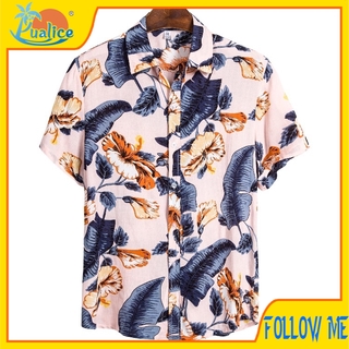 Hawaii high-quality silk cotton short-sleeved shirt365