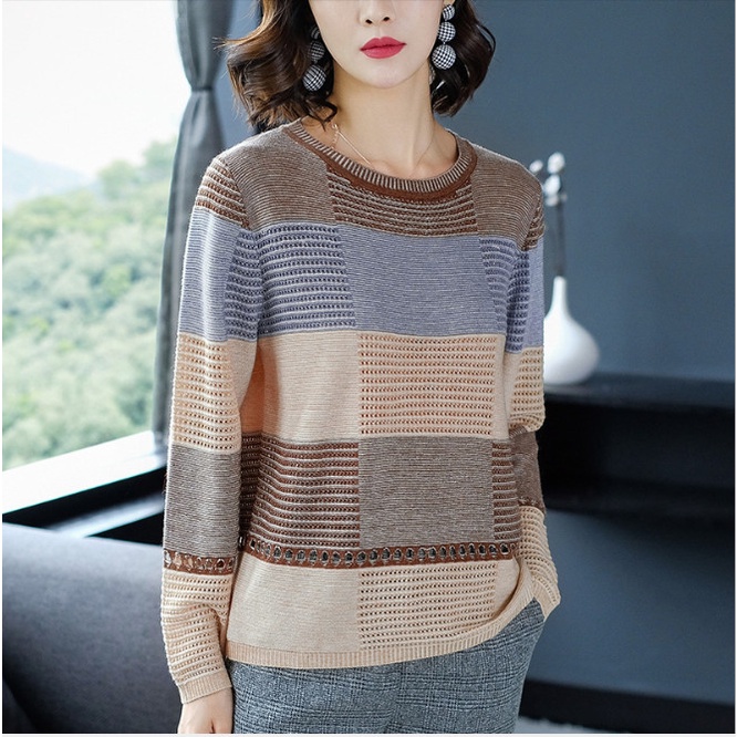 Áo len lưới Dệt Kim Cổ Tròn Mỏng Thời Trang Thu Đông Phong Cách Hàn Quốc Dành Cho Nữ
