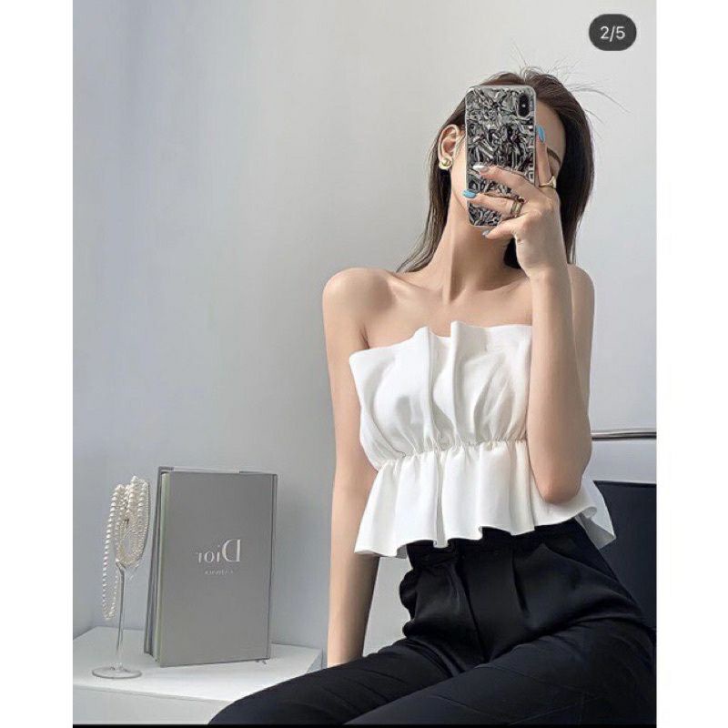 Áo ống nếp gấp có dây kéo sau phong cách - BB | BigBuy360 - bigbuy360.vn