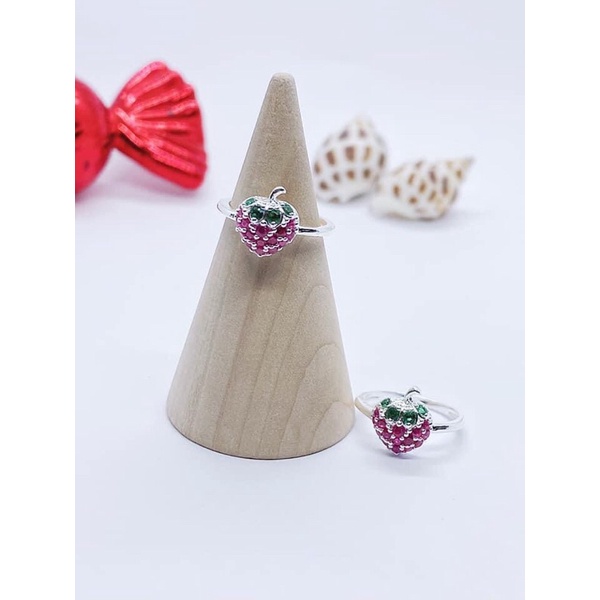 NHẪN MẶT DÂU TÂY CHO BÉ GÁI - BẠC TA