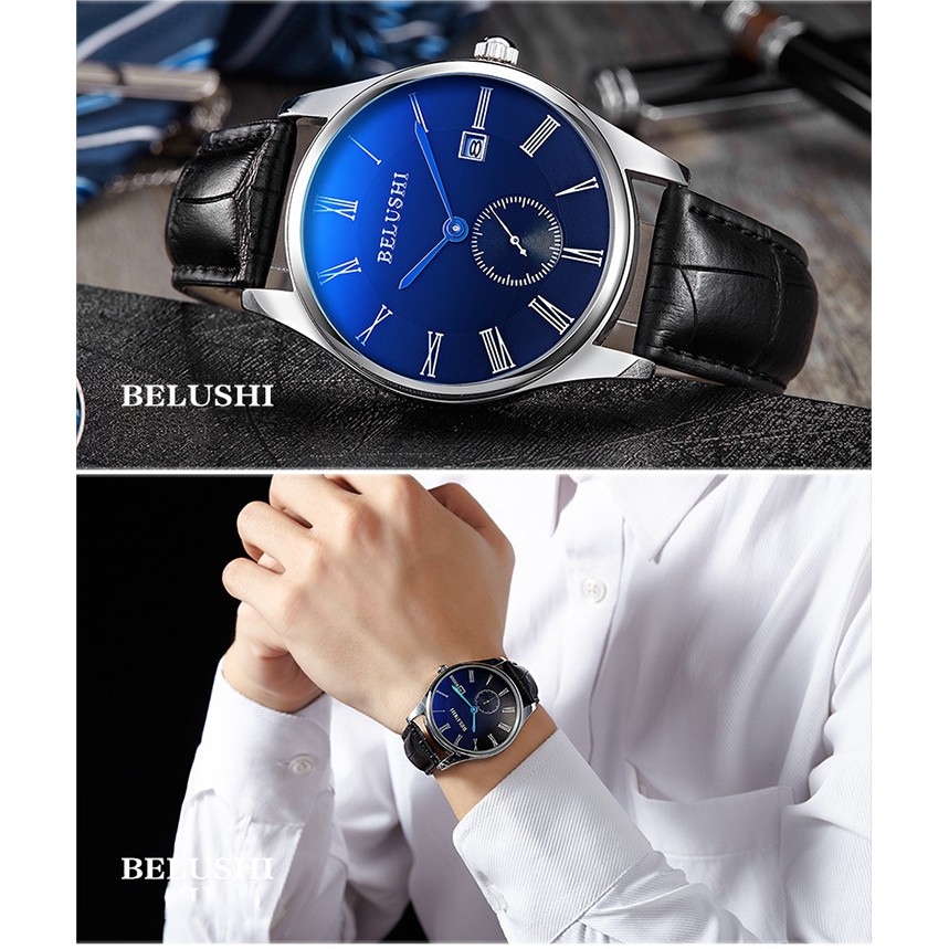 Đồng hồ dây da BELUSHI cao cấp dành cho nam nữ