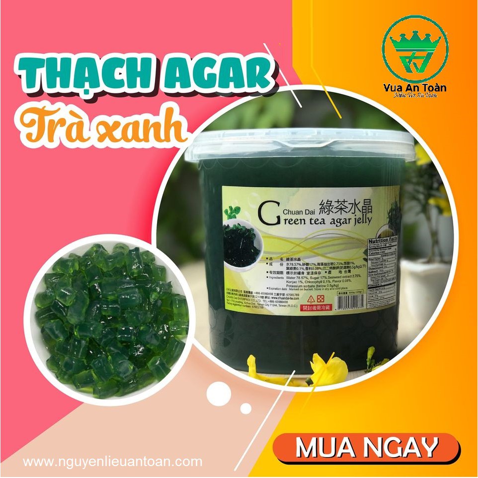 Thạch Ống Agar Trà Xanh Hộp 3,2kg Giòn, Dai Nhập Khẩu Đài Loan