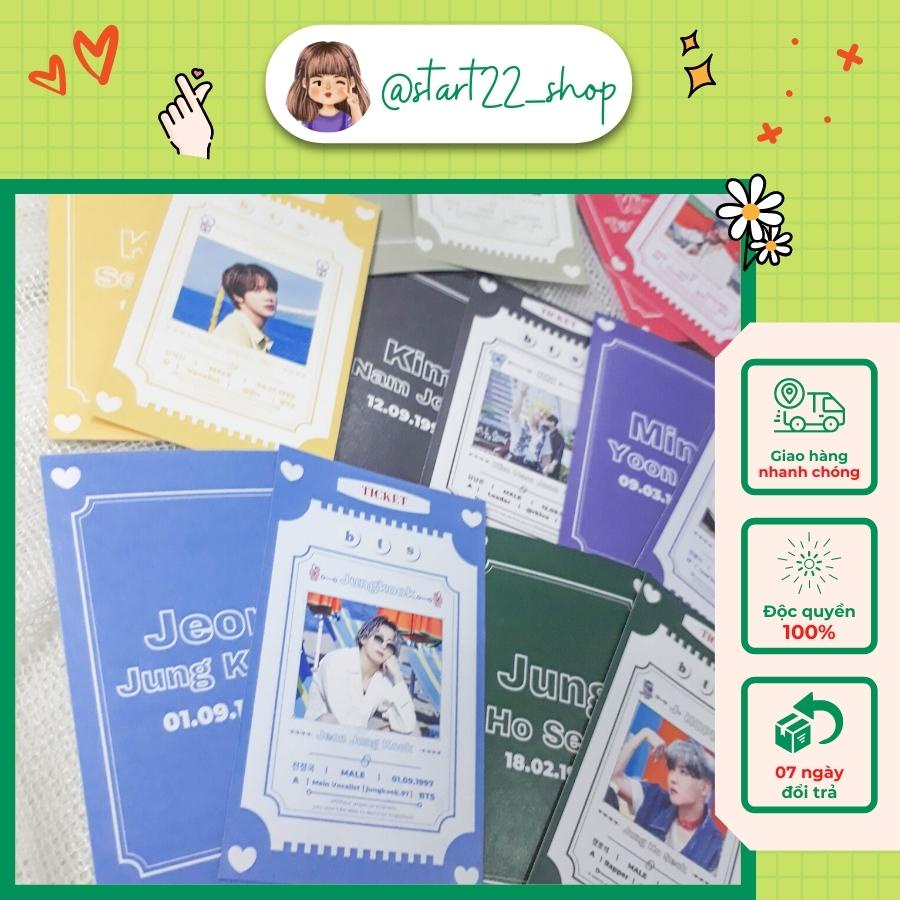 Set 7 tấm ID card BTS - 7 thành viên Jungkook, V, Jhope, Jin, Jimin, Suga, RM để collect hoặc làm quà tặng