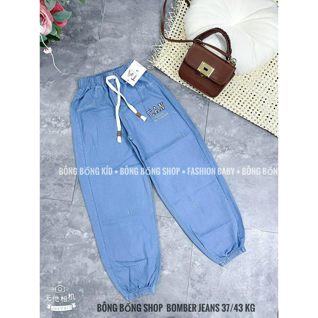 Quần  jeans giấy chun chân gấu cao cấp BÉ GÁI