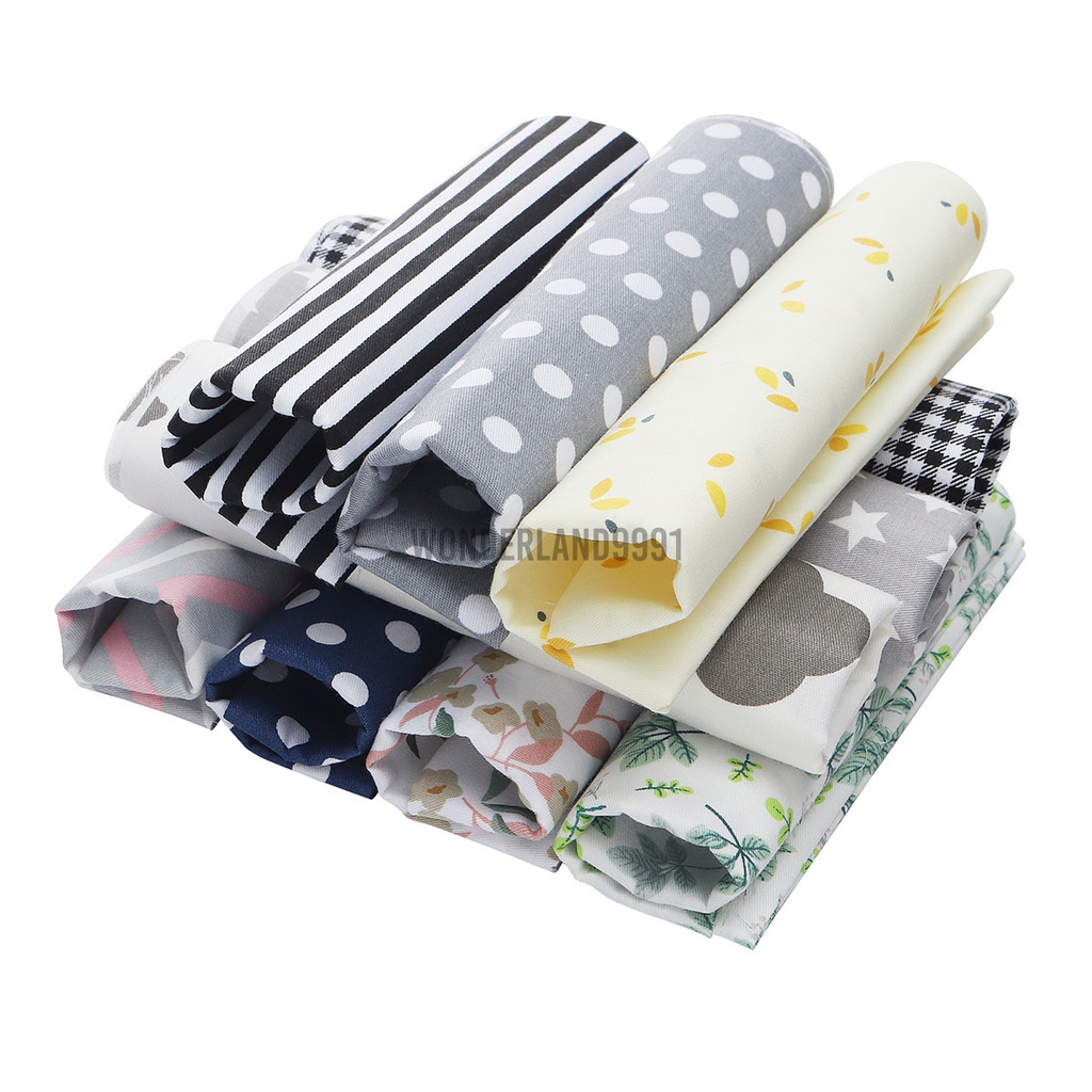 Bộ 10 Miếng Vải Cotton 50x30cm Kèm 10 Miếng Đệm Cotton + 5 Mét In Hình Logo + Nhãn Dán Trang Trí