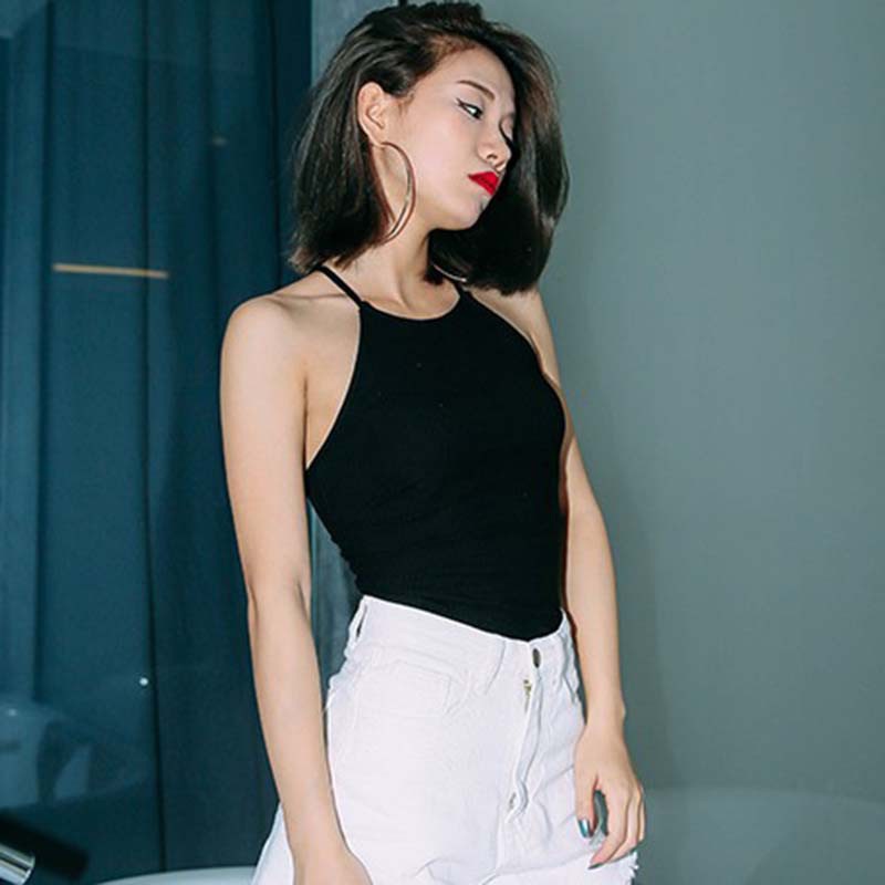 Áo sát nách cổ tròn thiết kế hở lưng quyến rũ cho phái nữ