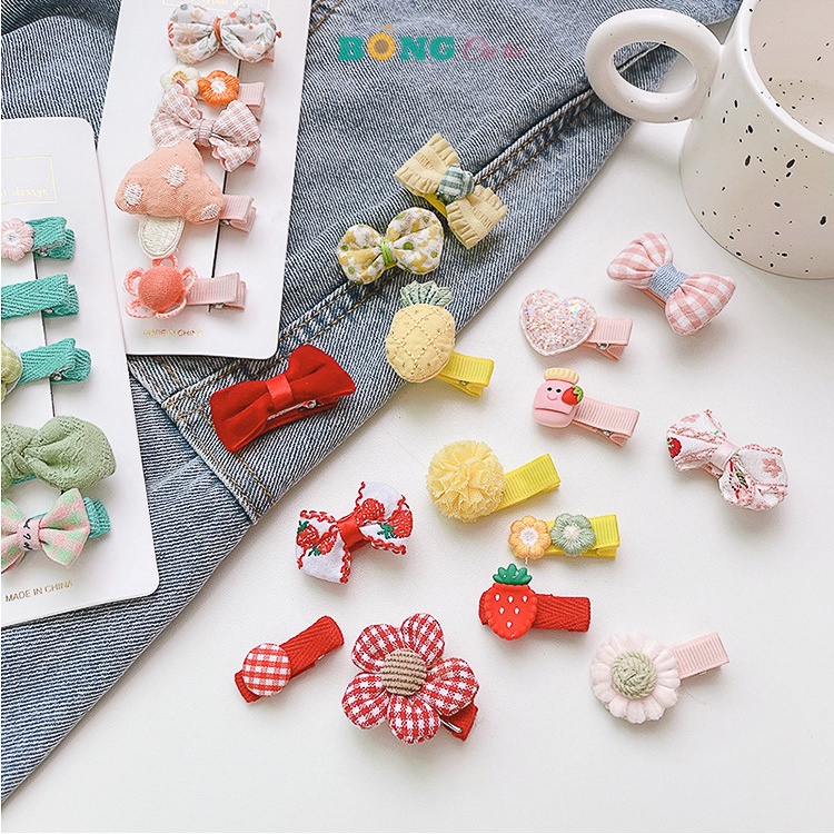 Set 5 kẹp tóc cho bé phong cách Hàn Quốc dễ thương KT10 - Kẹp tóc BÔNG Cài Tóc