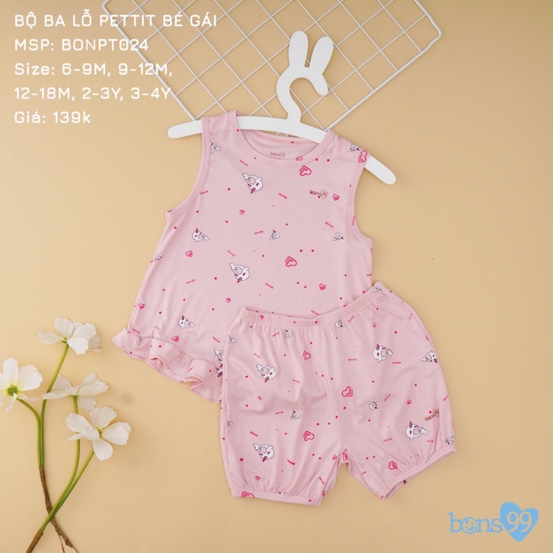 Bons99! Giảm 20% bộ ba lỗ quần đùi quấn bèo cho bé gái!