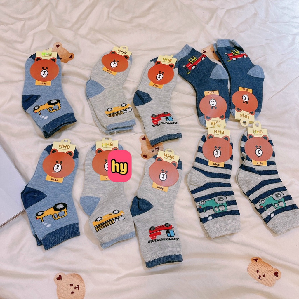 Combo 5 đôi tất ô tô cho bé trai có đủ size từ 1-6 tuổi