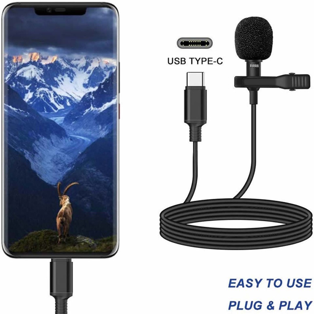 Micro kẹp áo xoay 360 độ° Thiết bị giao diện USB loại C dễ dàng cài đặt