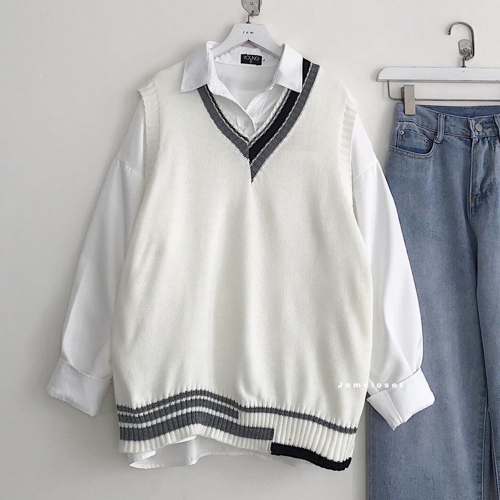 Áo Ghile Len Ulzzang Nữ JEMCLOSET Zami Cổ Tim From Rộng Oversize Phong Cách Hàn Quốc Trẻ Trung Năng Động Dễ Mix Đồ 10239 | BigBuy360 - bigbuy360.vn