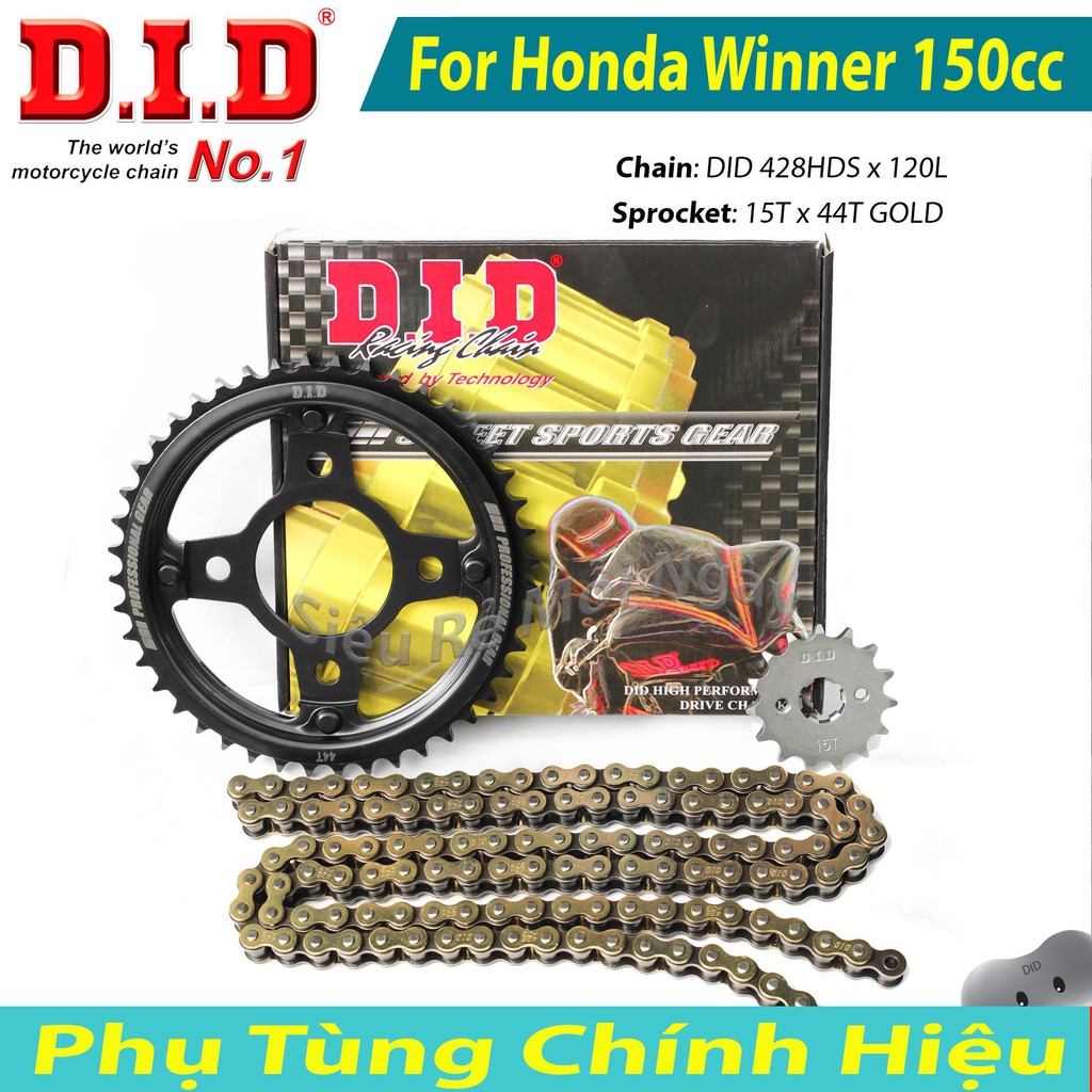 Bộ Nhông Sên Dĩa DID Honda Winner 150cc Cover Sên DID Vàng 10ly Thái Lan