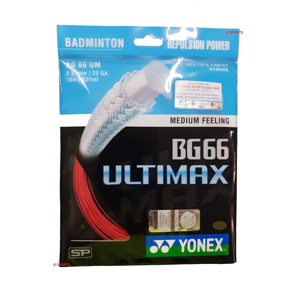 Dây vợt 6 Colors YONEX_YY BG66 ULTIMAX Badminton Strings Racket String Strung STRING (ORIGINAL SUNRISE SPORTS)