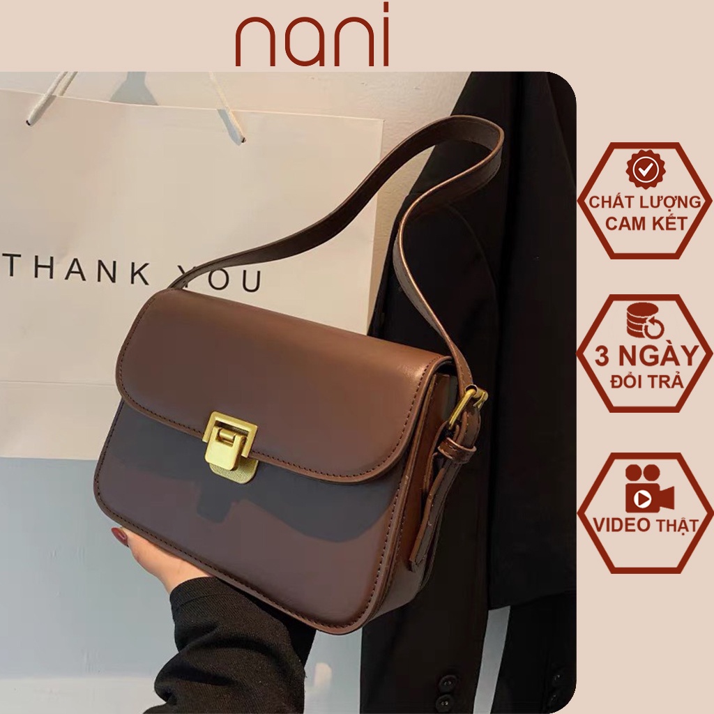 Set túi xách nữ đeo chéo, đeo vai + kep càng cua khóa gập da PU dày dặn 2ly cao cấp hottrend 2022 HT77