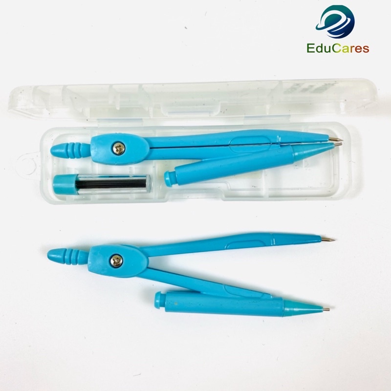 Compa chì kim bấm 2 màu xanh, hồng - Kèm ruột chì kim thay thế tiện dụng