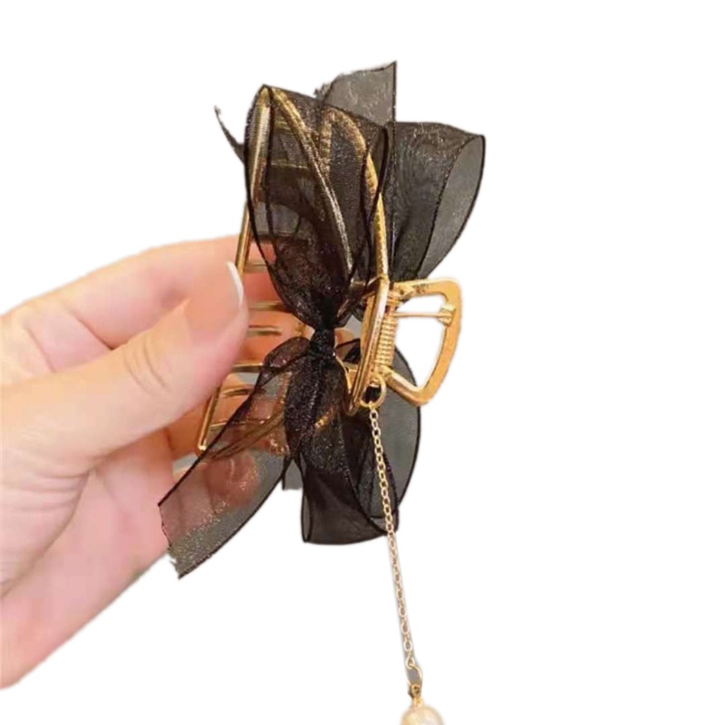 Kẹp Tóc Dạng Móng Vuốt Đính Ngọc Trai Chống Trượt Phong Cách Pháp