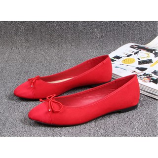 Giày Búp Bê Đỏ Da Lộn Êm Êm - BB161