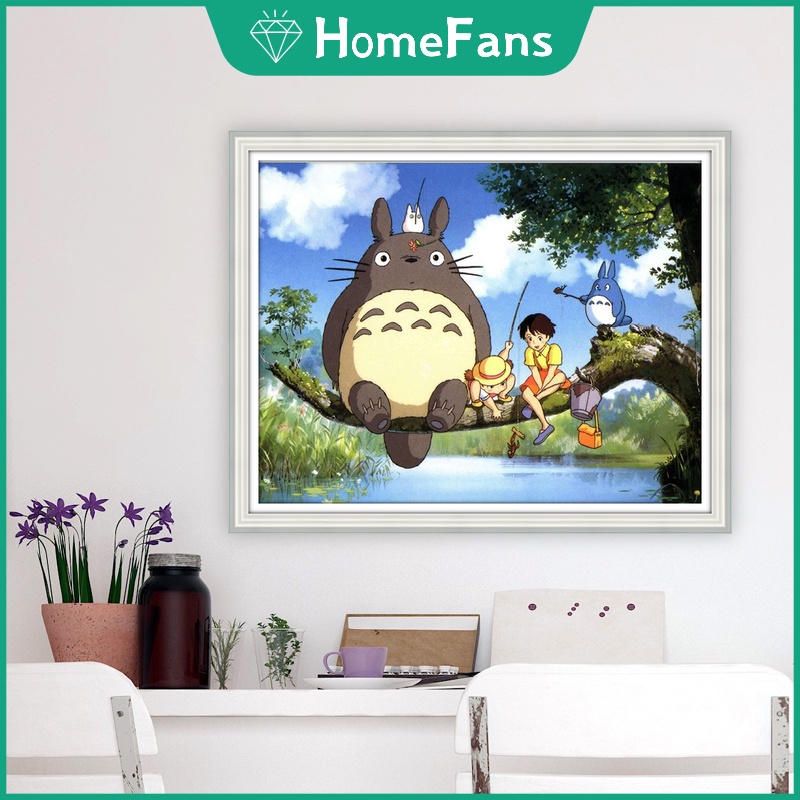 Tranh sơn dầu trang trí hình Totoro (40X50cm)