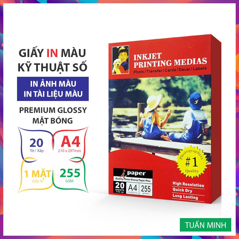 Giấy In Ảnh iPaper A4 255gsm 20 Tờ