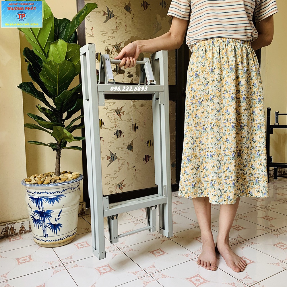 Chân bàn gấp Trường Phát màu ghi 1m2, 1m, chân sắt sơn tĩnh điện siêu bền, siêu chắc khoẻ, gấp gọn tiện ích