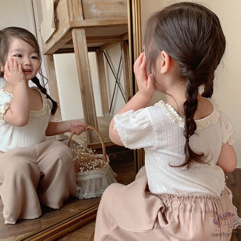 Áo Dệt Kim Tay Ngắn Cổ Tròn Phong Cách Hàn Quốc Cho Bé