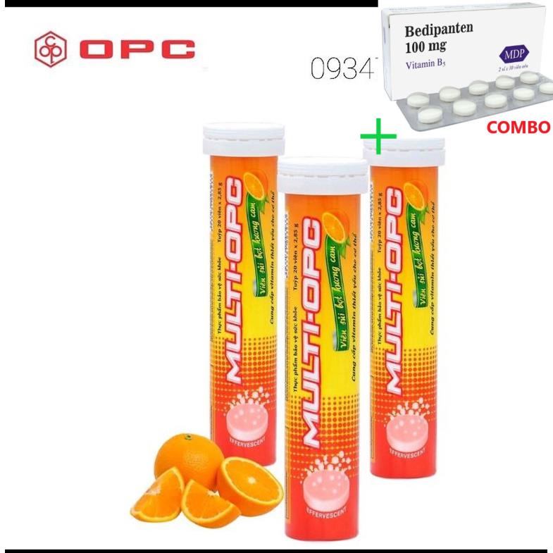 Combo Bedipanten 100mg +  Sủi multi OPC tuýp 20 viên bổ  sung vitamin và khoáng chất