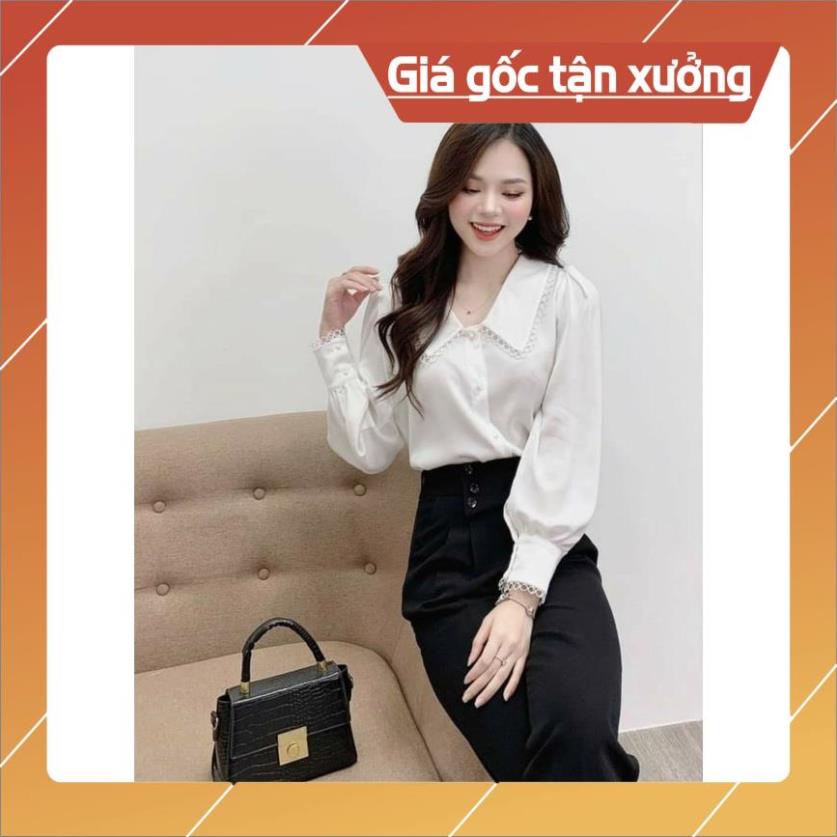 [Chất lượng số 1] Áo sơ mi nữ tiểu thư viền ren kiểu công sở hàn quốc màu trắng thời trang thiết kế Gloria Shop | BigBuy360 - bigbuy360.vn