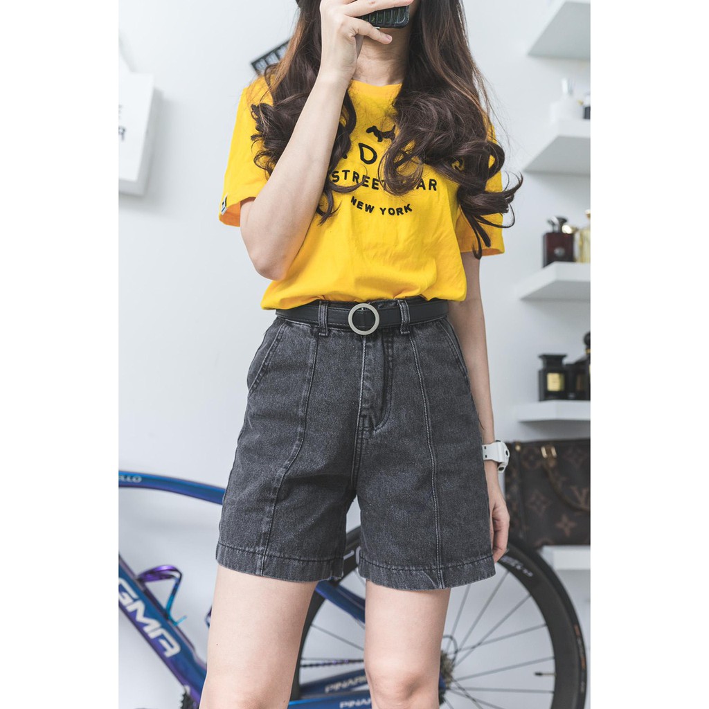 Quần Short Ngố Jean Lững Ống Rộng Lai Cuốn Phong Cách ULZZANG | BigBuy360 - bigbuy360.vn