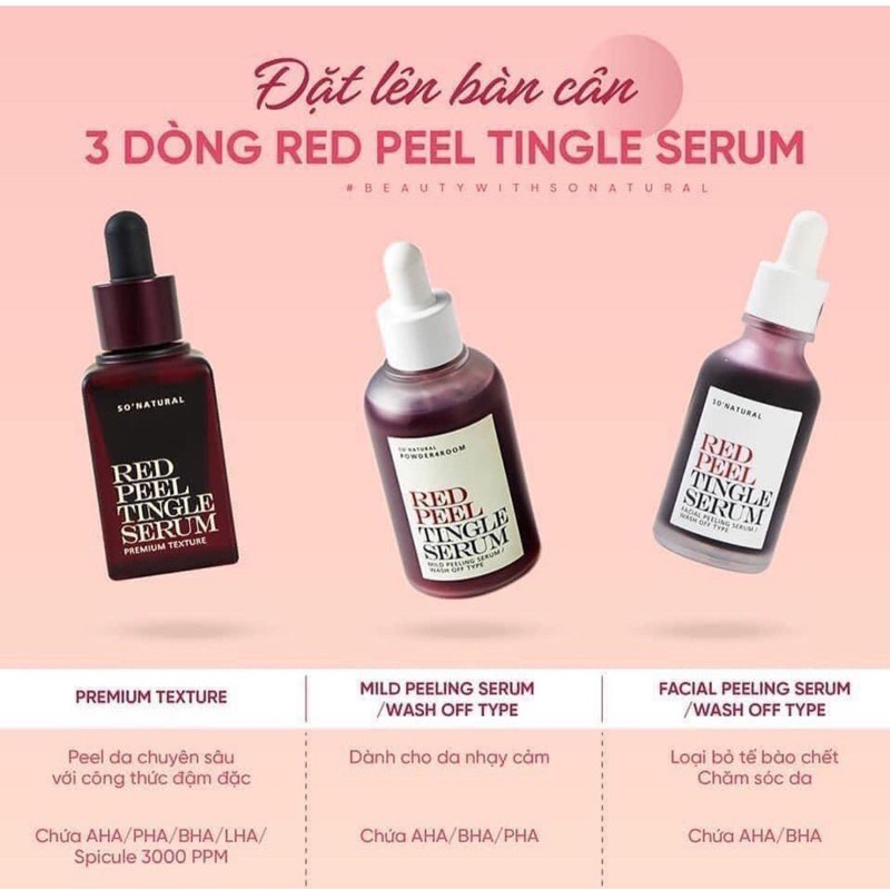 [SẴN CẢ 3 LOẠI] Tinh chất Red Peel Tingle Serum Sonatural thay da ko bong tróc căng bóng ngay tức thì